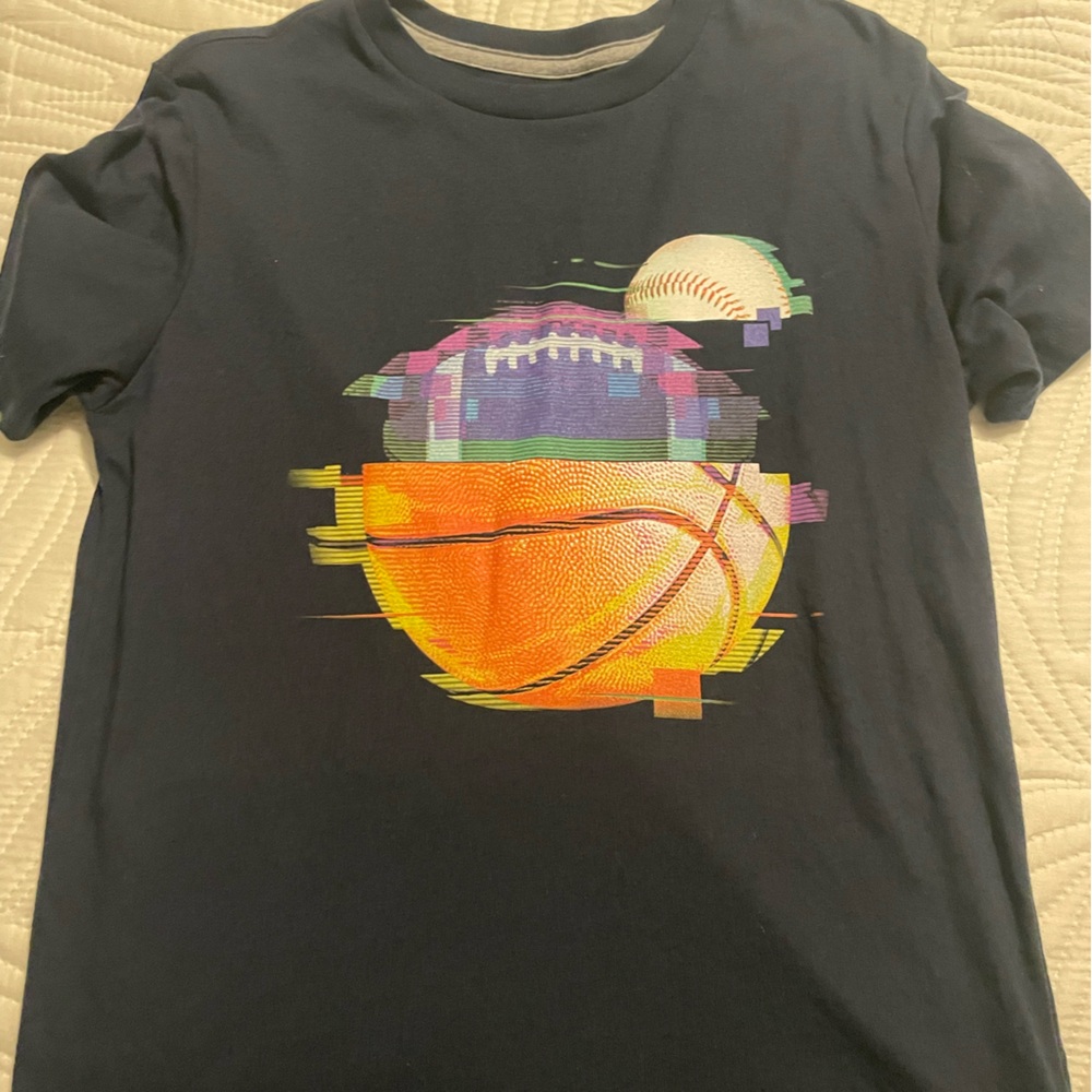 Old Navy Navy Blue T-Shirt with Gray Accents